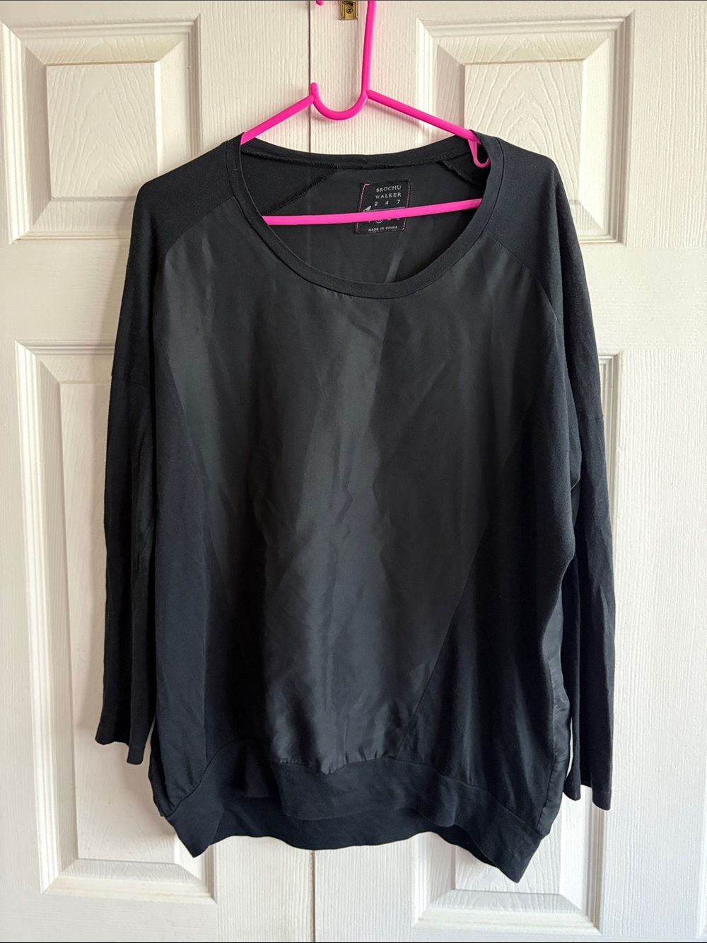 Brochu Walker Black Mixed-Media Long Sleeve Top